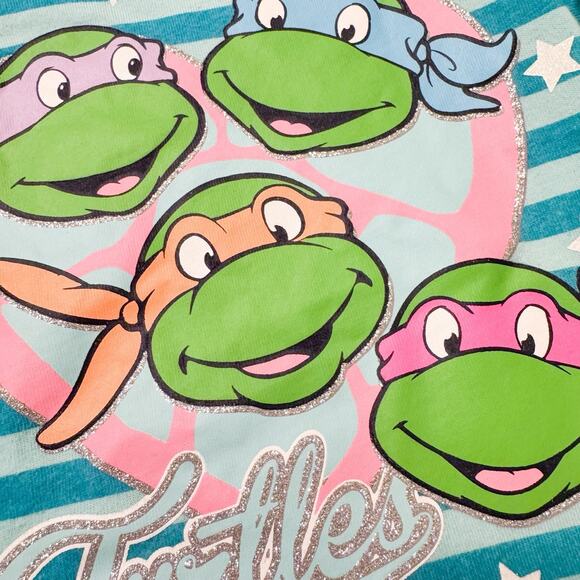 Ninja Turtles Girls 3T Shirt 2015 Long Sleeve Lace Bottom. Blue. Nickelodeon‎ - Picture 3 of 9